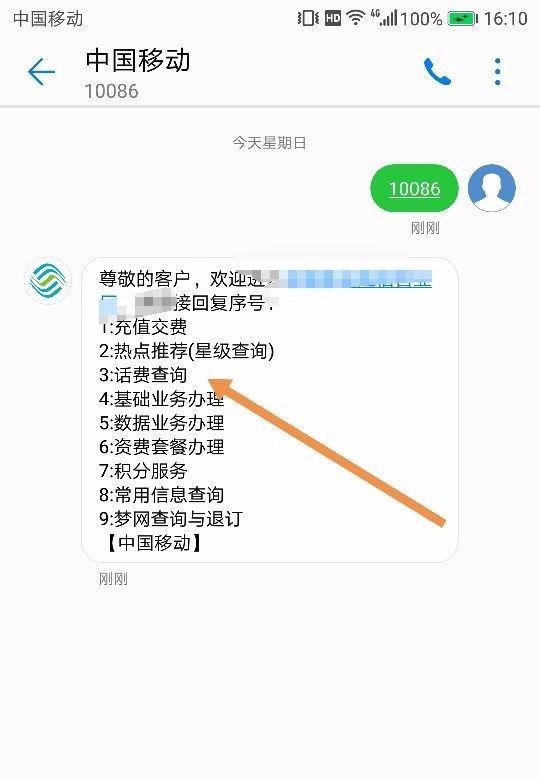 中国移动用短信查话费的方法