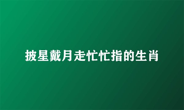 披星戴月走忙忙指的生肖