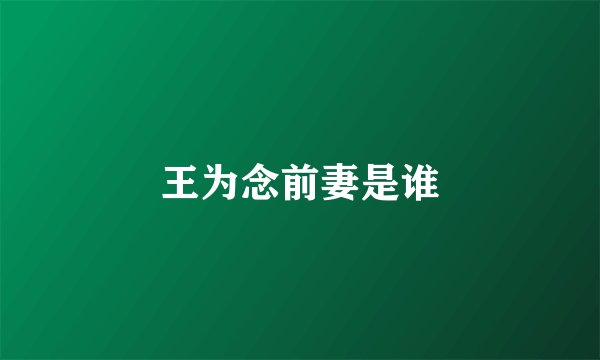 王为念前妻是谁