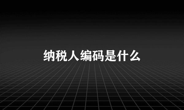 纳税人编码是什么