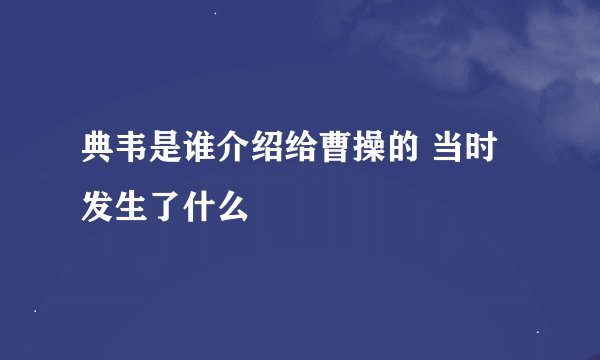 典韦是谁介绍给曹操的 当时发生了什么