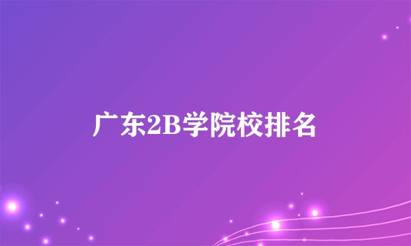 广东2B学院校排名
