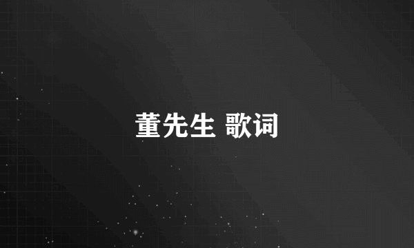 董先生 歌词