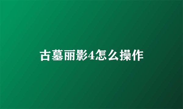 古墓丽影4怎么操作