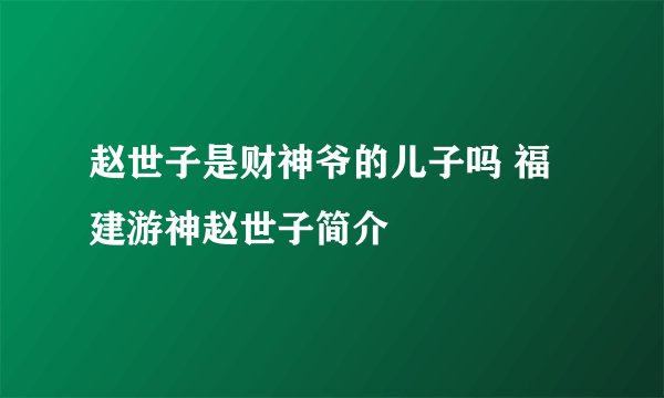赵世子是财神爷的儿子吗 福建游神赵世子简介