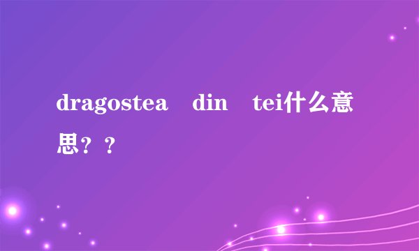 dragostea din tei什么意思？？