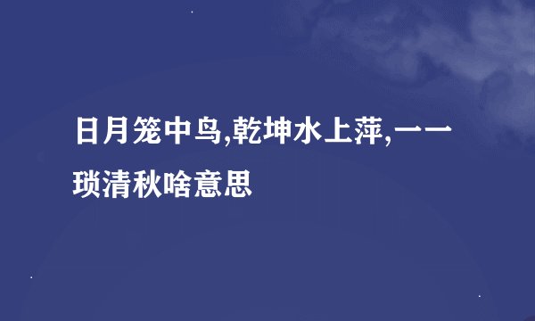 日月笼中鸟,乾坤水上萍,一一琐清秋啥意思