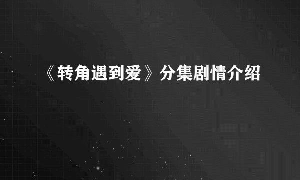《转角遇到爱》分集剧情介绍