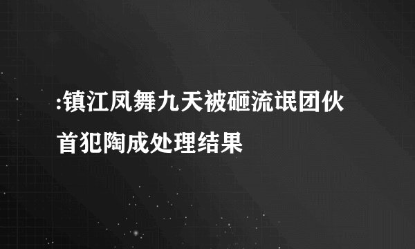 :镇江凤舞九天被砸流氓团伙首犯陶成处理结果