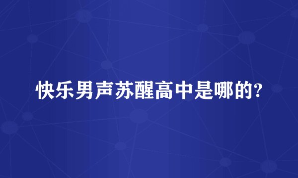快乐男声苏醒高中是哪的?