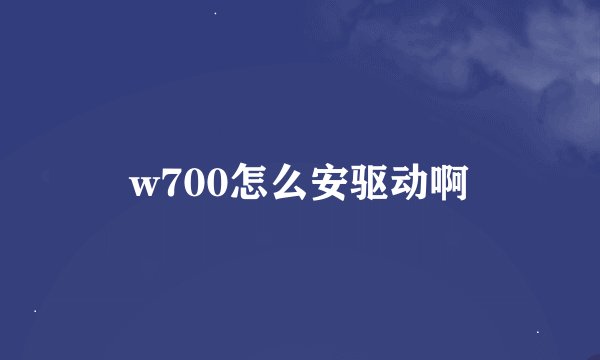 w700怎么安驱动啊