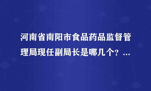 河南省南阳市食品药品监督管理局现任副局长是哪几个?分管什么?