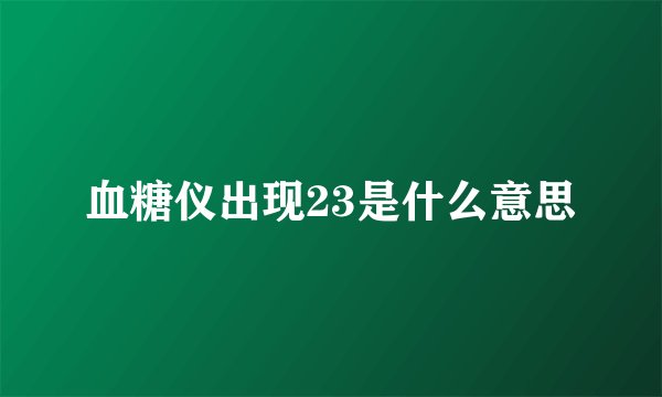 血糖仪出现23是什么意思