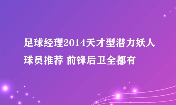 足球经理2014天才型潜力妖人球员推荐 前锋后卫全都有