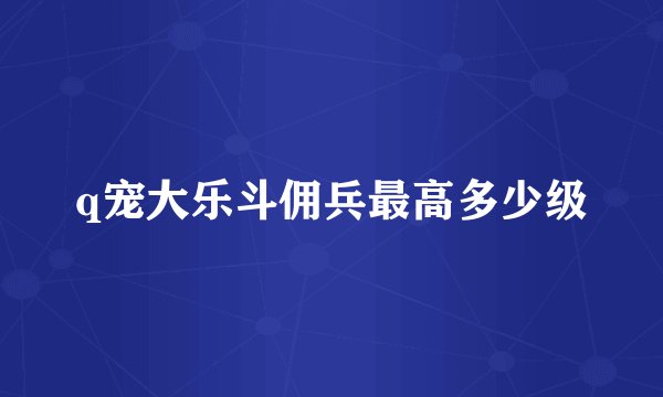 q宠大乐斗佣兵最高多少级