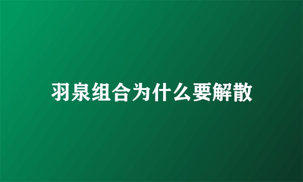 羽泉组合为什么要解散