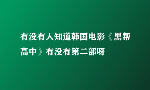 有没有人知道韩国电影《黑帮高中》有没有第二部呀