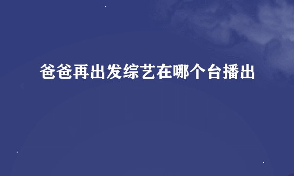 爸爸再出发综艺在哪个台播出