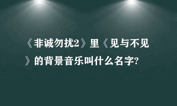 《非诚勿扰2》里《见与不见》的背景音乐叫什么名字?