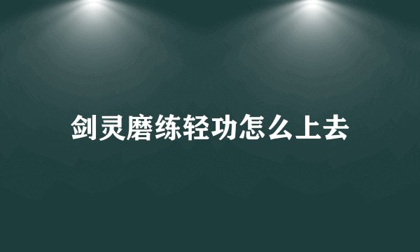 剑灵磨练轻功怎么上去