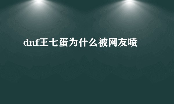 dnf王七蛋为什么被网友喷
