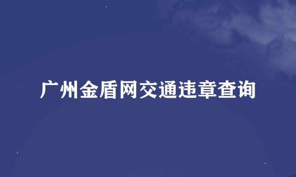 广州金盾网交通违章查询