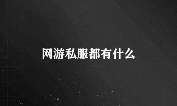 网游私服都有什么