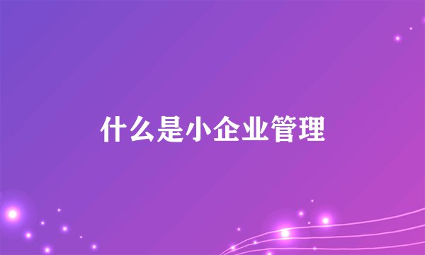 什么是小企业管理
