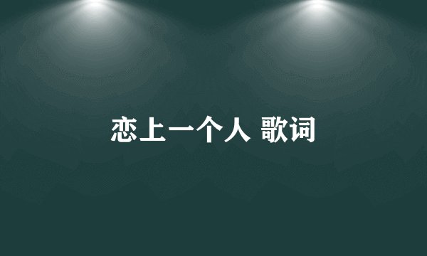 恋上一个人 歌词