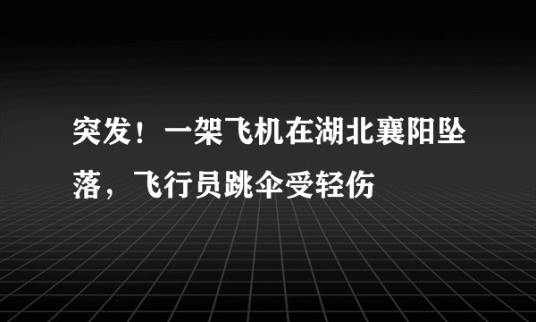 突发！一架飞机在湖北襄阳坠落，飞行员跳伞受轻伤