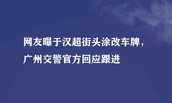 网友曝于汉超街头涂改车牌，广州交警官方回应跟进