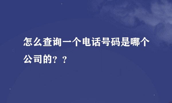 怎么查询一个电话号码是哪个公司的？？