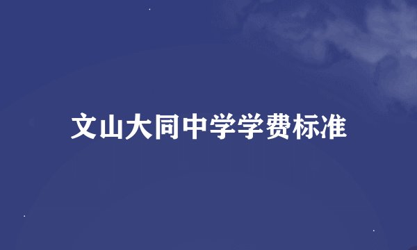 文山大同中学学费标准