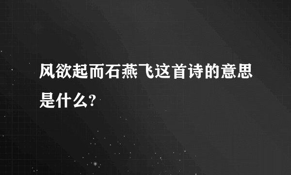 风欲起而石燕飞这首诗的意思是什么?