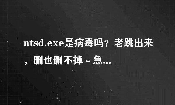 ntsd.exe是病毒吗？老跳出来，删也删不掉～急啊电脑开机上网
