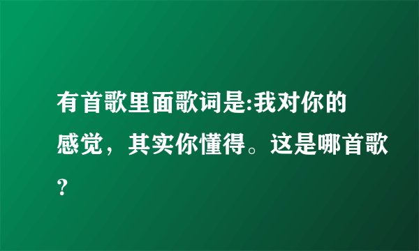 有首歌里面歌词是:我对你的感觉，其实你懂得。这是哪首歌？