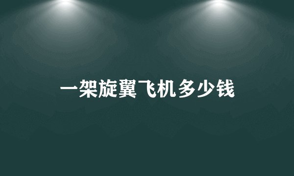 一架旋翼飞机多少钱