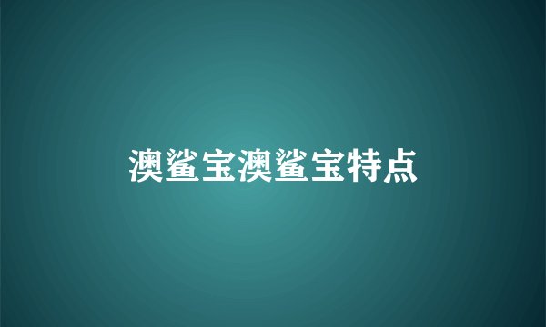 澳鲨宝澳鲨宝特点