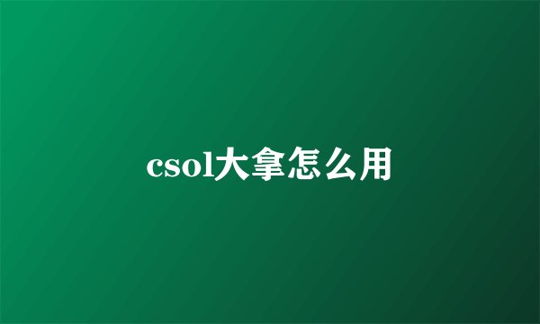 csol大拿怎么用