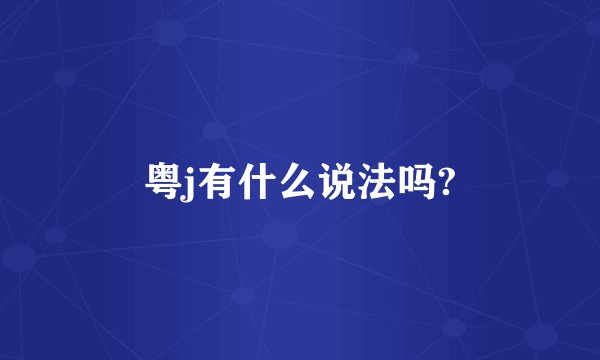 粤j有什么说法吗?