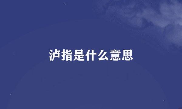 泸指是什么意思