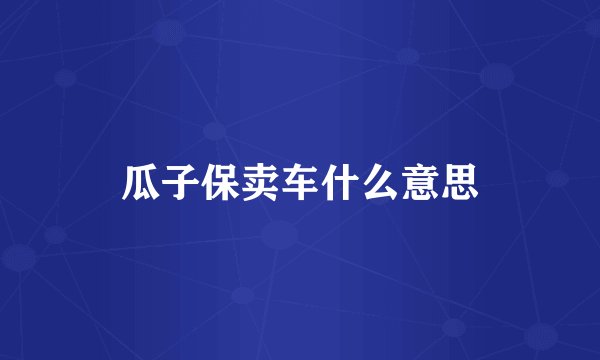 瓜子保卖车什么意思