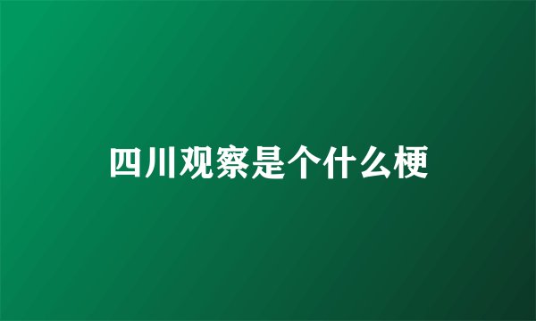 四川观察是个什么梗