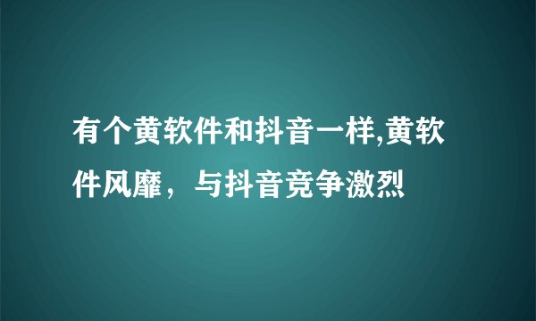 有个黄软件和抖音一样,黄软件风靡，与抖音竞争激烈