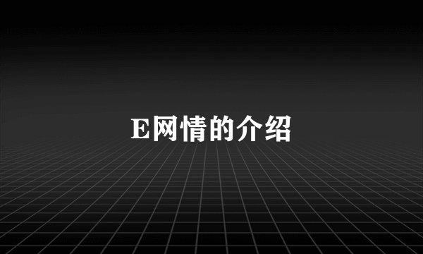 E网情的介绍