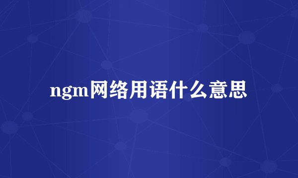 ngm网络用语什么意思