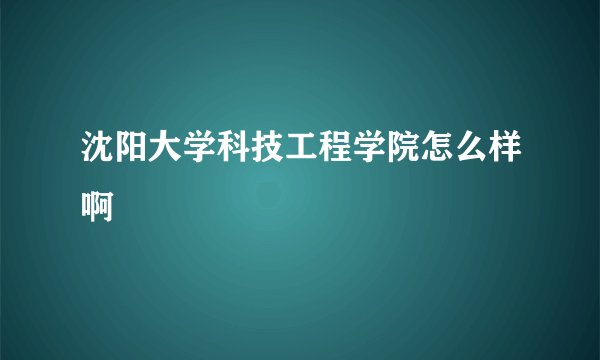 沈阳大学科技工程学院怎么样啊