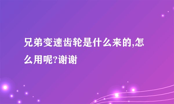 兄弟变速齿轮是什么来的,怎么用呢?谢谢