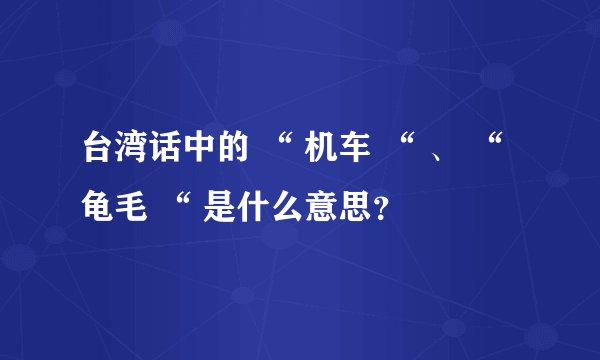 台湾话中的 “ 机车 “ 、 “ 龟毛 “ 是什么意思？