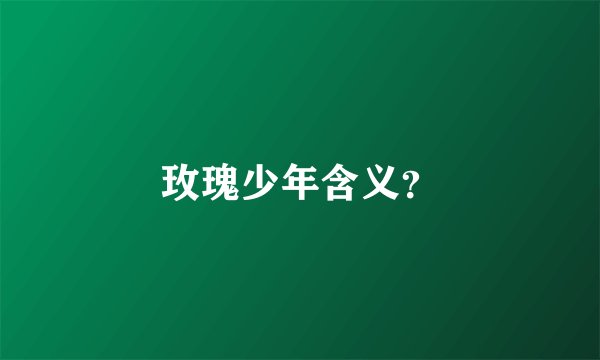 玫瑰少年含义？